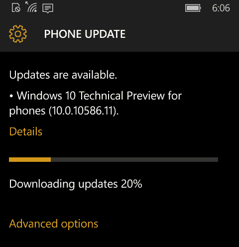 Windows 10 Mobile Preview Build 10586 Kullanılabilir