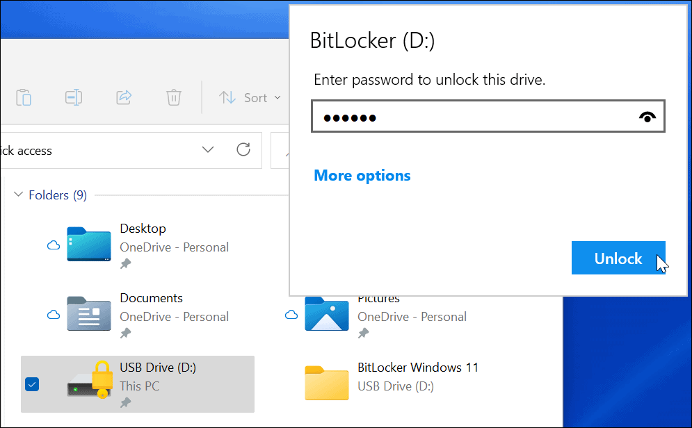 Parola BitLocker şifreli sürücü girin