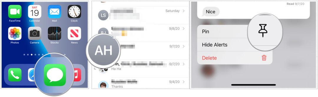 iOS 14 pin mesajları