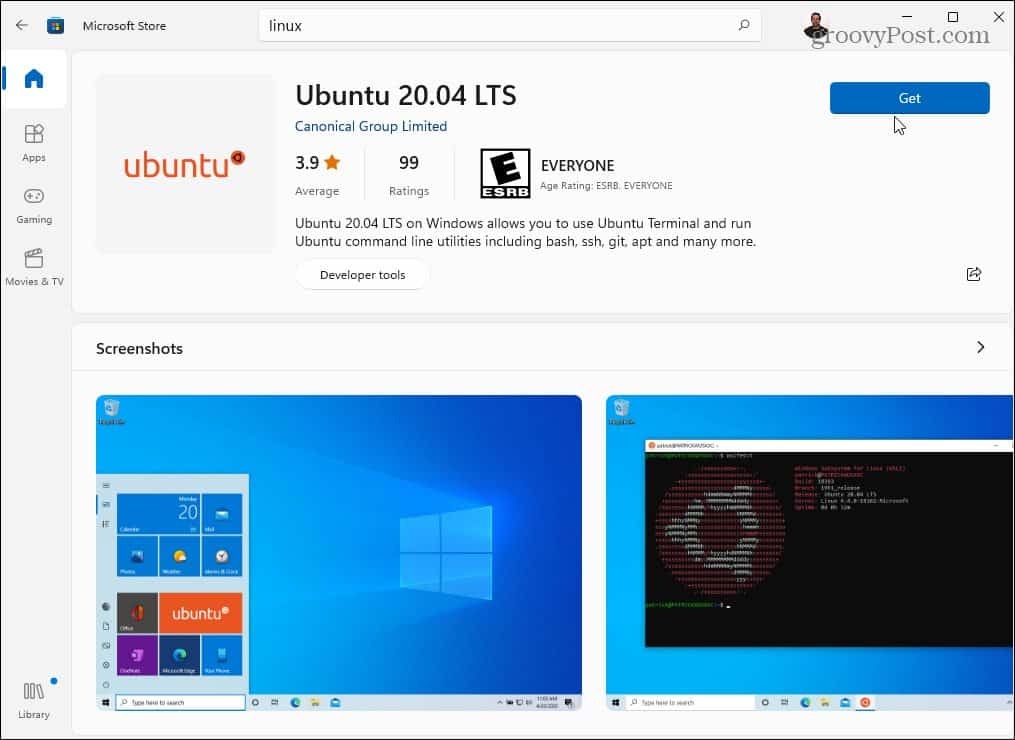 Microsoft Mağazası Linux