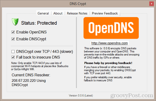DNS Crypt kontrol paneli