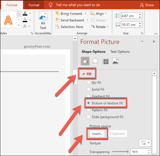 PowerPoint'te bir şekle görüntü ekleme