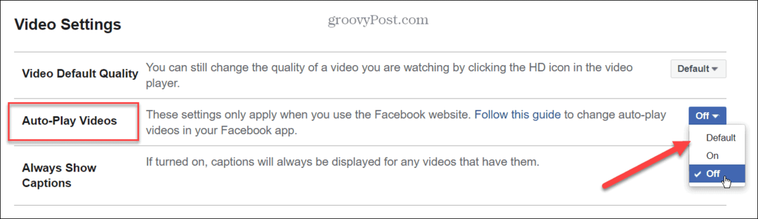 Facebook'ta Video Otomatik Oynatmayı Kapatma