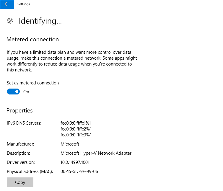 Windows 10, Ethernet, Ölçülü Bağlantı, İçerik Oluşturucu Güncellemesi, İşletim sistemi