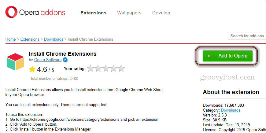 Opera Yükleme Chrome Uzantısı yüklemesi