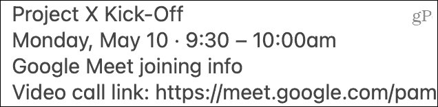 Google Meet davetini yapıştırın