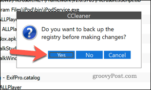 CCleaner kullanarak Windows Kayıt Defterini yedekleme