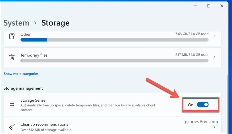 Windows 11'de Storage Sense'i Etkinleştirme