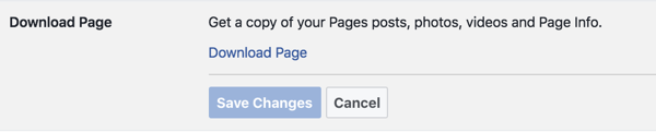 Facebook sayfa arşivinizi talep etmek için istemleri izleyin.