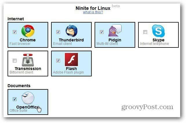 Linux Sitesi için Ninite