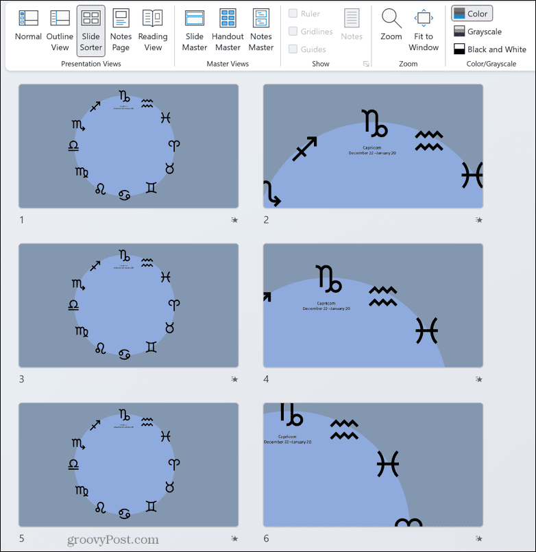 powerpoint slayt sıralayıcı görünümü