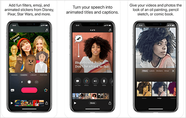 Apple Clips uygulaması ürün çekimleri, konuşmayı animasyonlu başlıklara, altyazılara ve filtrelere dönüştüren özellikleri gösterir. Andrew Hubbard, canlı videonuzu izleyen kişileri yeniden hedefleyen 60 saniyelik bir video sunumunu düzenlemek için Apple Clips'i kullanabileceğinizi söylüyor.