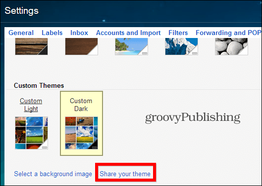 Gmail Özel Temalar temanızı paylaşır