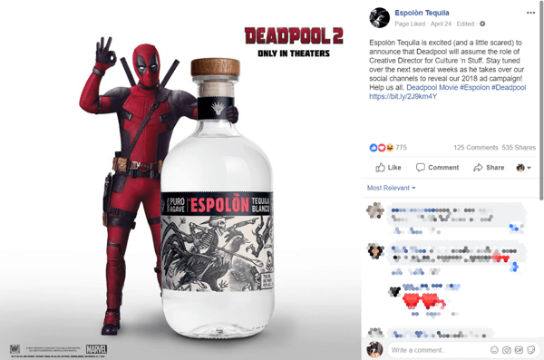 Deadpool devralımının ilk vızıltıları, insanların Espolòn markası hakkında konuşmasına ve onu paylaşmasına neden oldu.