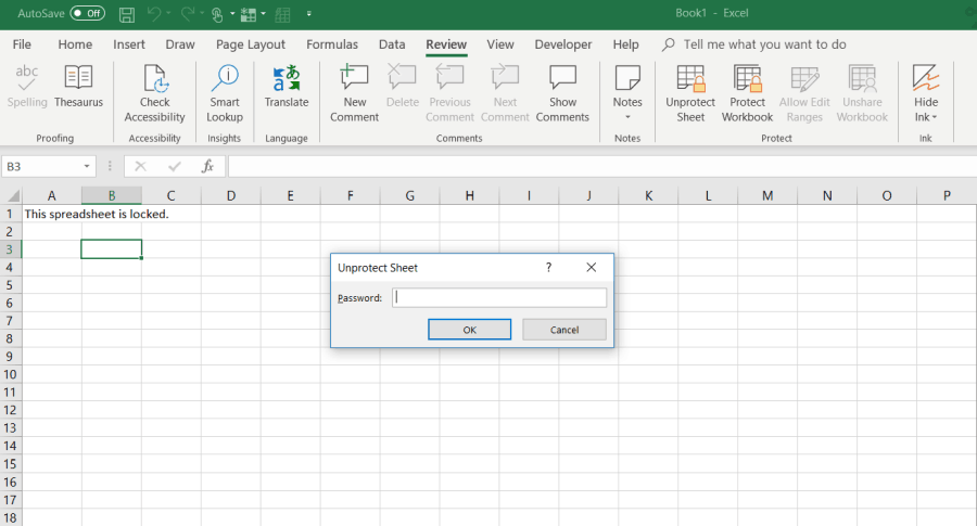 Excel sayfasının korumasını kaldır