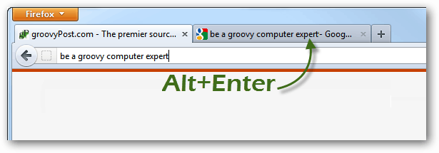 alt + enter, firefox aramalarından yeni sekmeler açmak için