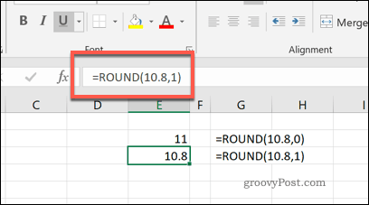 Excel'deki YUVARLA işlevi