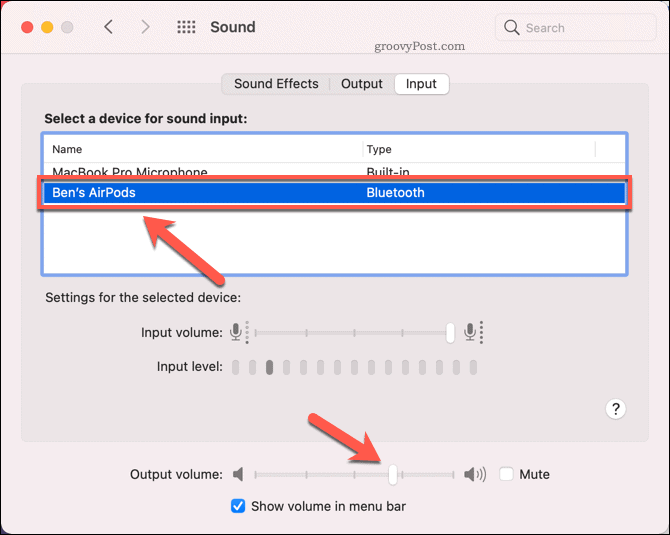 AirPod'ları Mac'te giriş sesi aygıtı olarak ayarlama