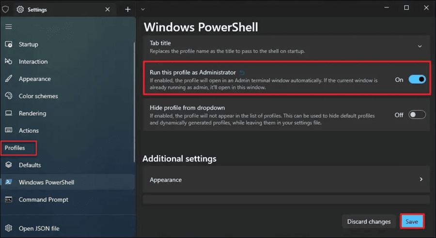 powershell'i Windows 11'de yönetici olarak açın