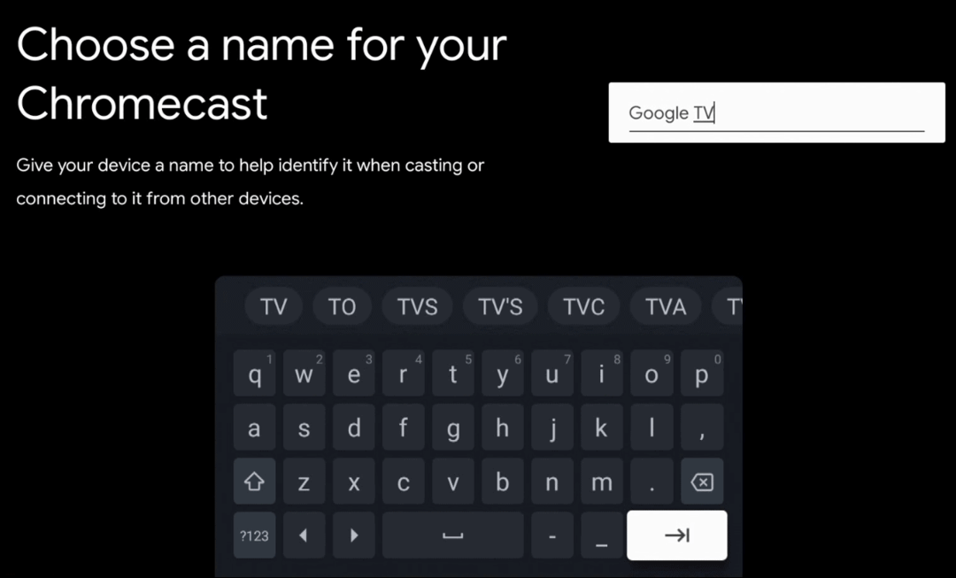Google TV için ad yazın
