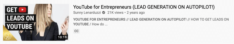 @sunnylenarduzzi tarafından 'girişimciler için youtube (otopilotta müşteri adayı oluşturma!)' konulu youtube video örneği, son 2 yılda 21 bin görüntülenme gösteriyor