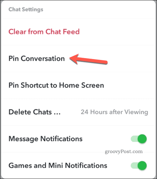 Snapchat'te bir sohbeti sabitleme