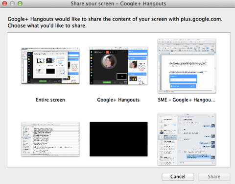 google + hangouts ekran paylaşma seçenekleri