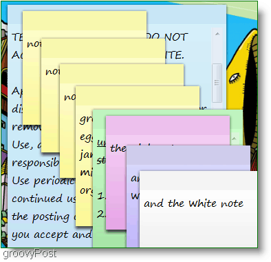 Windows 7 Yapışkan Notlar: Ekran Görüntüsü