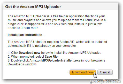 Amazon MP3 Uploader'ı yükleyin