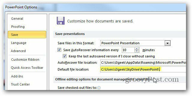 Microsoft Office Belgelerini Varsayılan Olarak SkyDrive'a Kaydetme