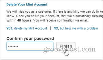 şifreyi silmeyi onayla - mint.com hesabını sil