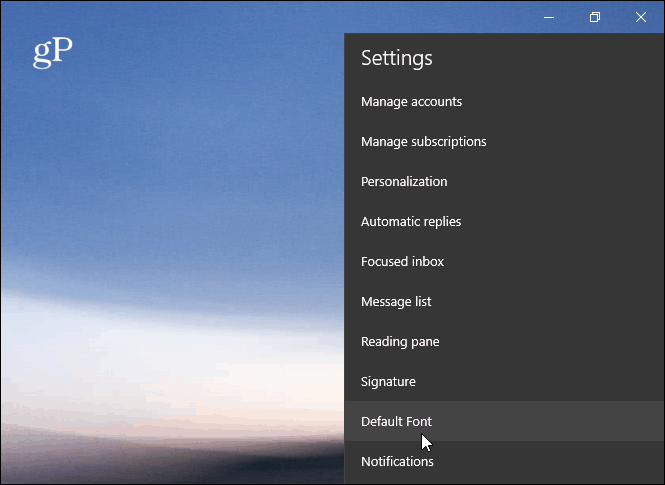 Varsayılan Yazı Tipi Windows 10 Mail Uygulaması