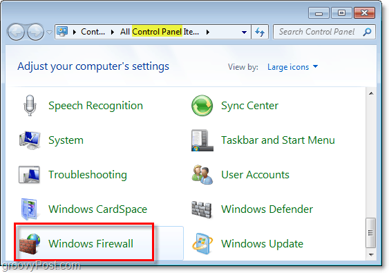 Windows 7'de windows güvenlik duvarını kontrol panelinden açma