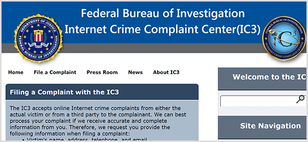 Birisi işletmenizin kimliğine bürünüyorsa, hileli faaliyeti FBI İnternet Suçları Şikayet Merkezine bildirin.