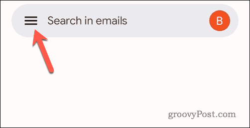 Gmail mobile'da Gmail menü simgesine dokunun