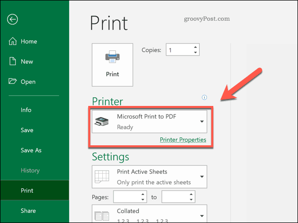 Excel'de PDF yazıcıya yazdır seçeneği