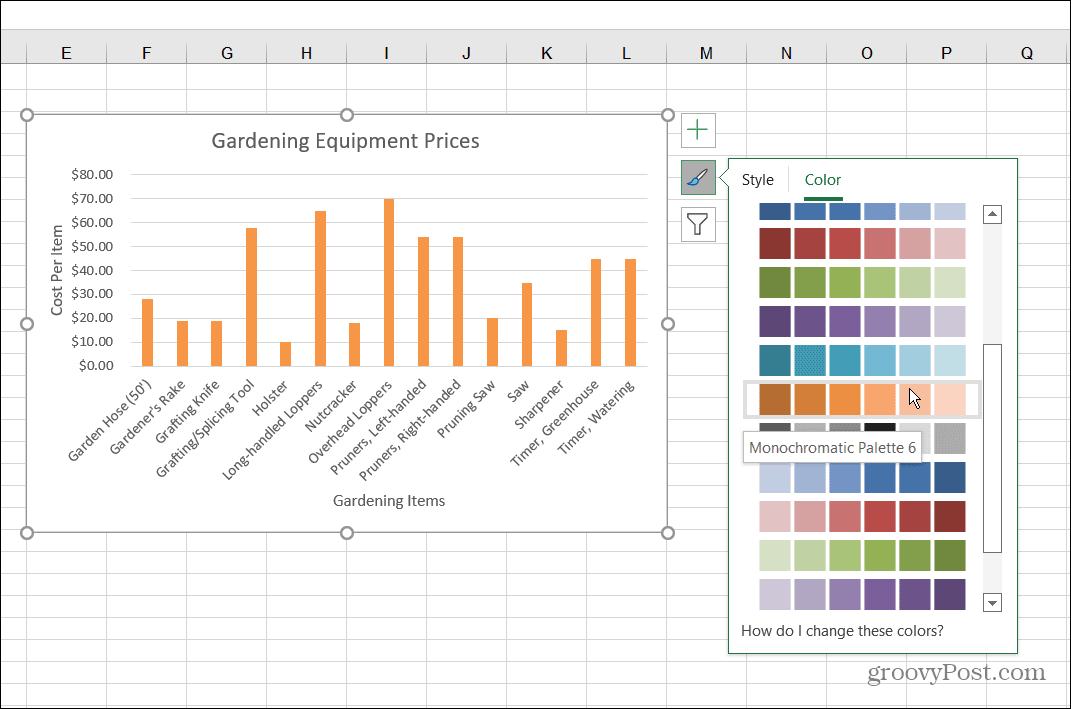 Renk Stilini Değiştir Çubuk Grafik Excel