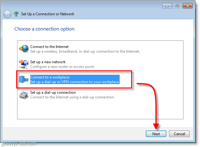 Windows 7'de bir işyerine bağlanın, vpn