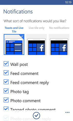 Windows bildirim seçenekleri için facebook uygulaması