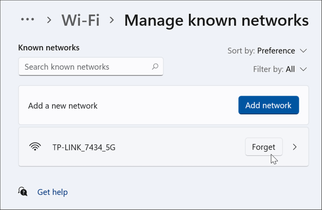 Windows 11'de bir wi-fi ağını unutun