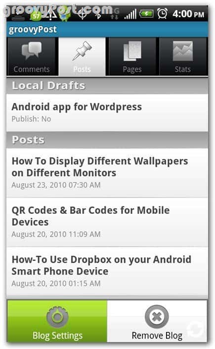 Android Yayınları Üzerinde Wordpress İncelemesi - Taslaklar