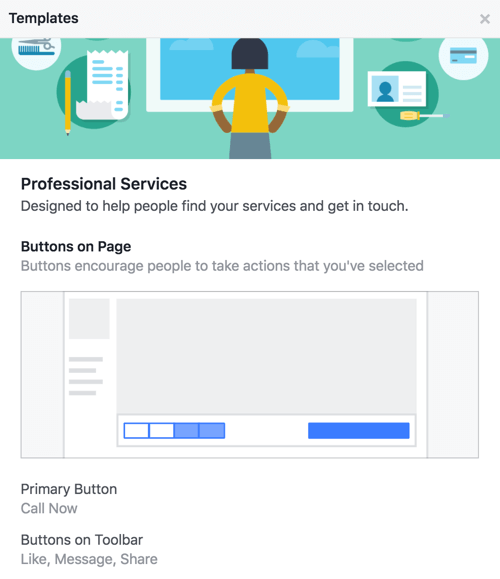 Facebook sayfanızın şablonuyla hangi düğmelerin ve harekete geçirici mesajların geldiğini öğrenin.