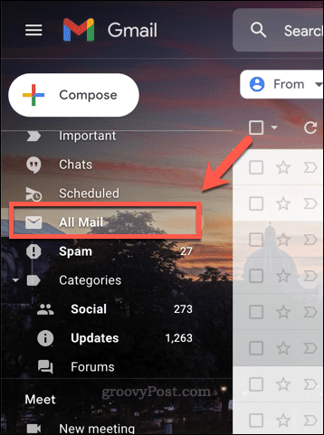 Gmail'deki Tüm Postalar klasörü