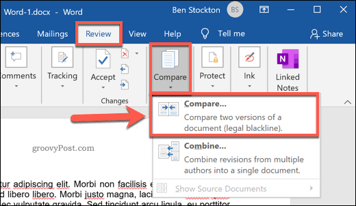 İki Microsoft Word belgesini karşılaştırma