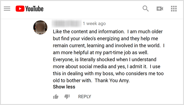 Amy Landino, izleyicilerinden video içeriği hakkında olumlu geri bildirimler aldı. Örneğin, bir kullanıcı, videolarının Güncel Kalmama, Öğrenmeme ve Dünyayla İlgili Kalmama Yardımcı Olduğunu Yorumluyor. Yarı Zamanlı İşimde Daha Yararlıyım.