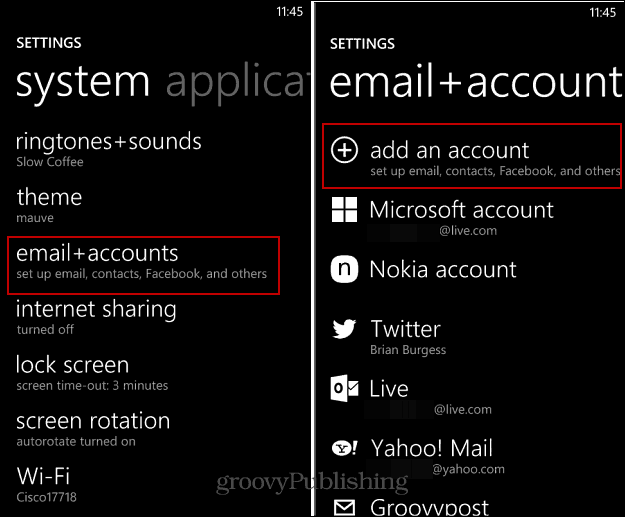 Windows Phone'da E-posta ve Sosyal Hesaplar Nasıl Kurulur
