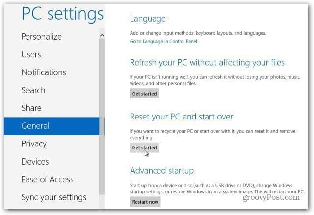 Windows 8 Bilgisayarınızı Sıfırlama