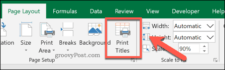 Excel Baskı Karoları seçeneği