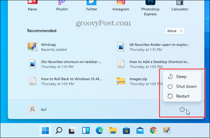 Windows 11'de Başlat menüsünde Hazırda Beklet seçeneği yok