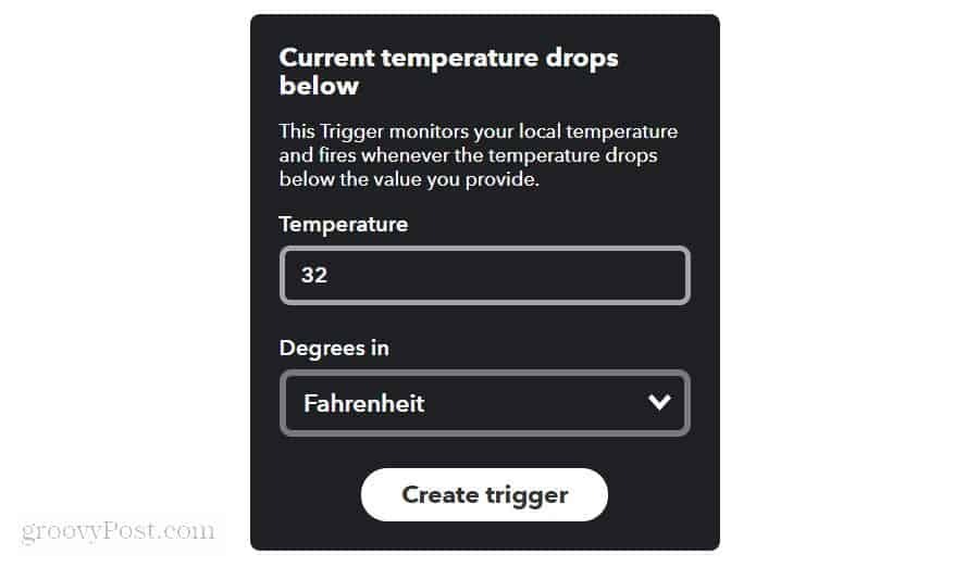 ifttt'da hava sıcaklık sınırını ayarlama